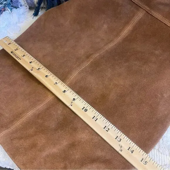 Free People Roswell Boho Slouchy Suede Leather Messenger Bag Tote Cognac Brown - Picture 13 of 16